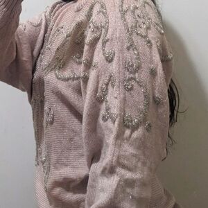 Pink Nordstrom Sweater with Silver Embellishments